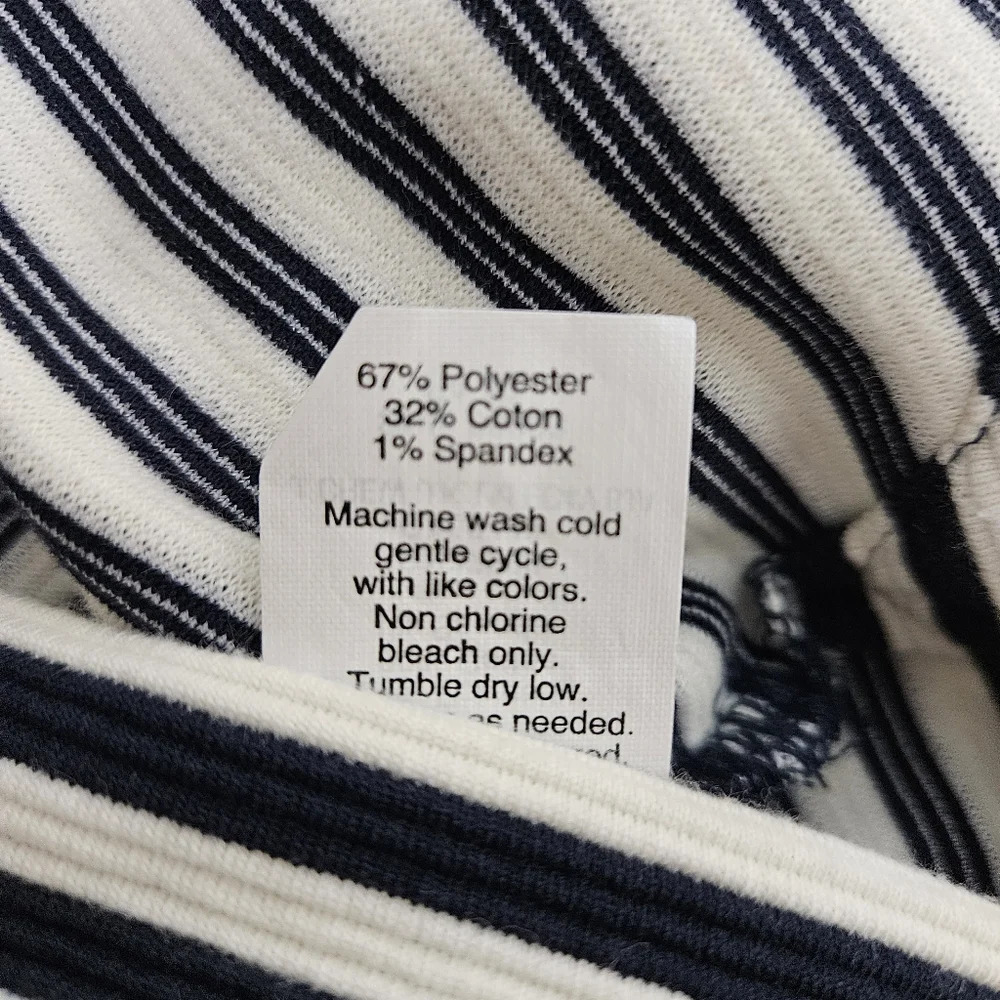 Madewell Shirt Navy Blue Stripe 3/4 Sleeve Zip Gallerist Ponte Top XS - Picture 8 of 8